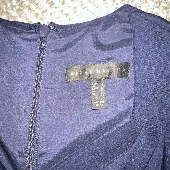 Aidan Mattox Navy Puff Sleeve Evening Dress - Sz 0 - Picture 15 of 16